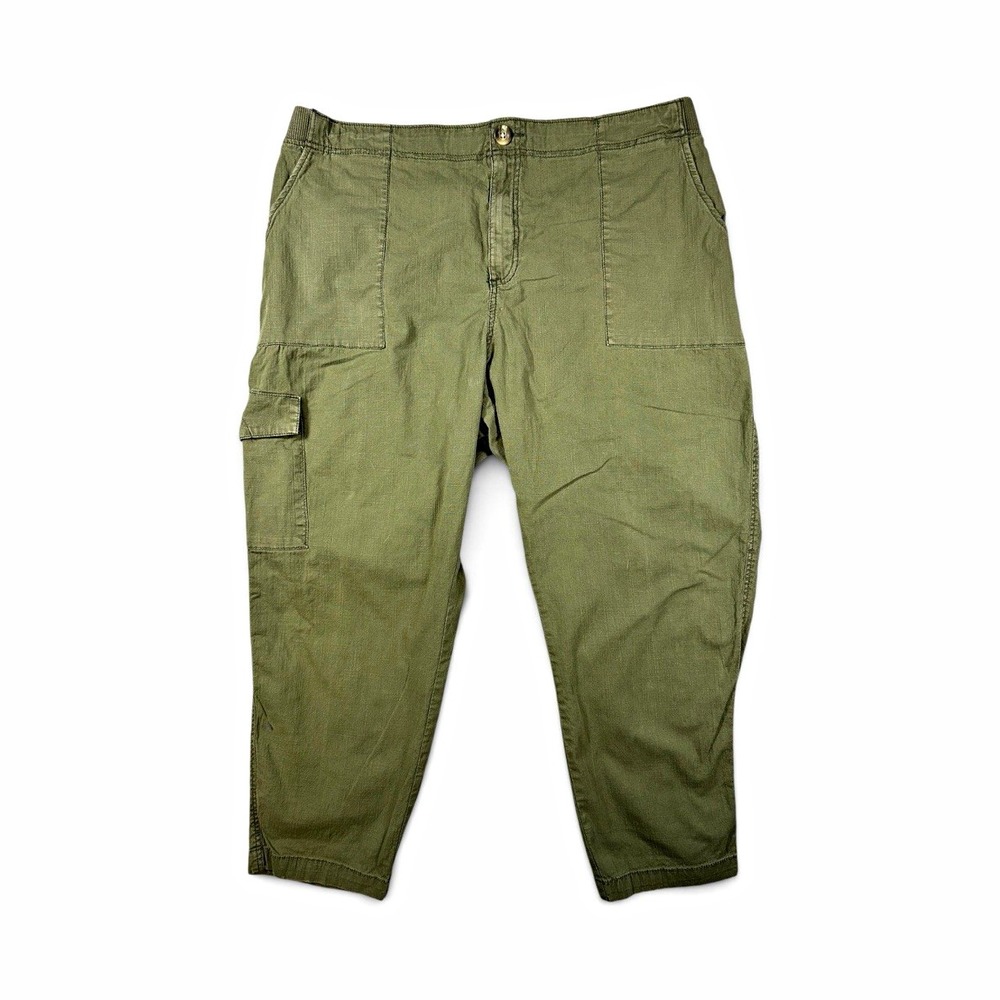 Sonoma Goods For Life Women's Size 18W Green Cargo Pants Ripstop Canvas Stretch